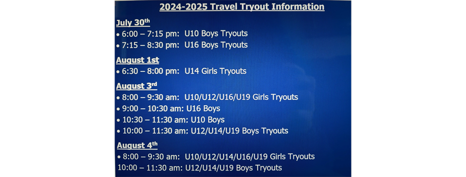Travel Tryout Dates